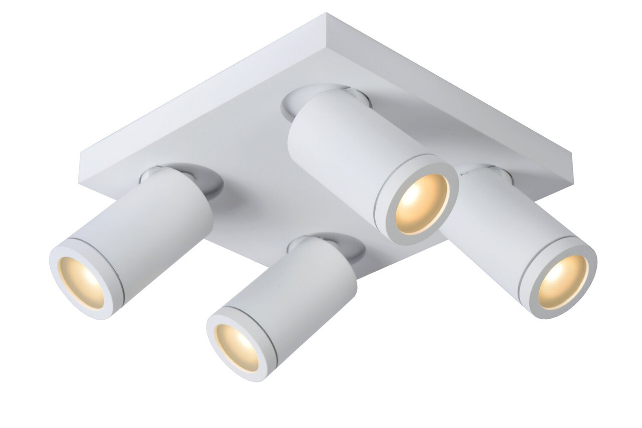 Lucide TAYLOR - Plafondspot Badkamer - LED Dim to warm - GU10 (MR16) - 4x5W 2200K/3000K - IP44 - Wit Lucide TAYLOR - Plafondspot Badkamer - LED Dim to warm - GU10 (MR16) - 4x5W 2200K/3000K - IP44 - Wit
