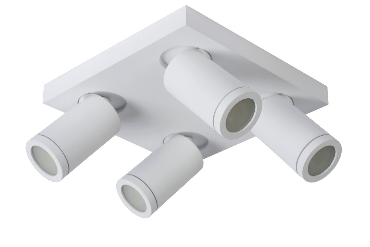 Lucide TAYLOR - Plafondspot Badkamer - LED Dim to warm - GU10 (MR16) - 4x5W 2200K/3000K - IP44 - Wit Lucide TAYLOR - Plafondspot Badkamer - LED Dim to warm - GU10 (MR16) - 4x5W 2200K/3000K - IP44 - Wit