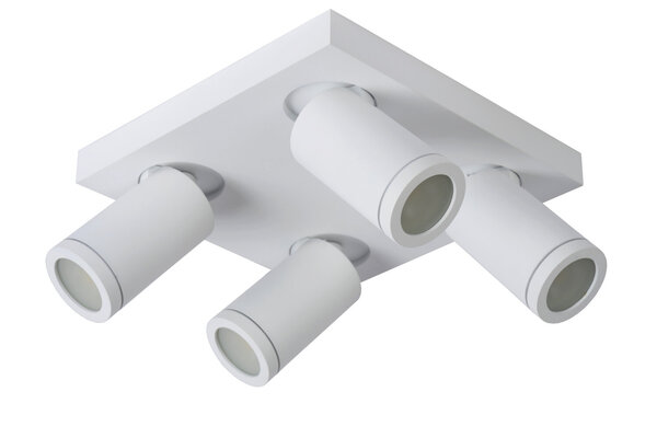 Lucide TAYLOR - Plafondspot Badkamer - LED Dim to warm - GU10 (MR16) - 4x5W 2200K/3000K - IP44 - Wit Lucide TAYLOR - Plafondspot Badkamer - LED Dim to warm - GU10 (MR16) - 4x5W 2200K/3000K - IP44 - Wit