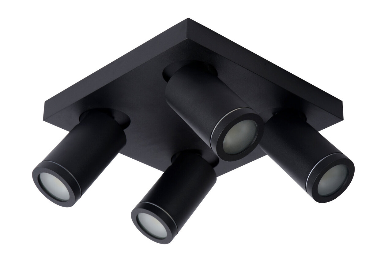 Lucide TAYLOR - Plafondspot Badkamer - LED Dim to warm - GU10 (MR16) - 4x5W 2200K/3000K - IP44 - Zwart Lucide TAYLOR - Plafondspot Badkamer - LED Dim to warm - GU10 (MR16) - 4x5W 2200K/3000K - IP44 - Zwart