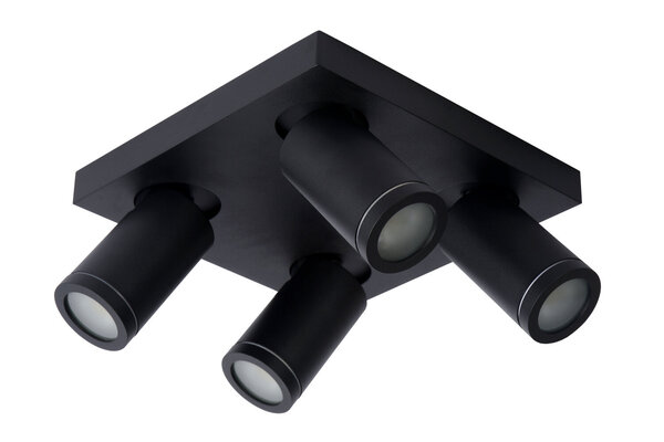 Lucide TAYLOR - Plafondspot Badkamer - LED Dim to warm - GU10 (MR16) - 4x5W 2200K/3000K - IP44 - Zwart Lucide TAYLOR - Plafondspot Badkamer - LED Dim to warm - GU10 (MR16) - 4x5W 2200K/3000K - IP44 - Zwart