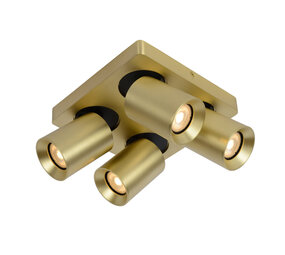 Lucide NIGEL - Plafondspot - LED Dim to warm - GU10 (MR16) - 4x5W 2200K/3000K - Mat Goud / Messing