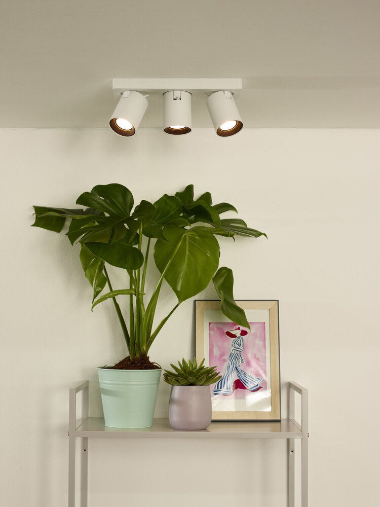 Lucide NIGEL - Plafondspot - LED Dim to warm - GU10 (MR16) - 3x5W 2200K/3000K - Wit