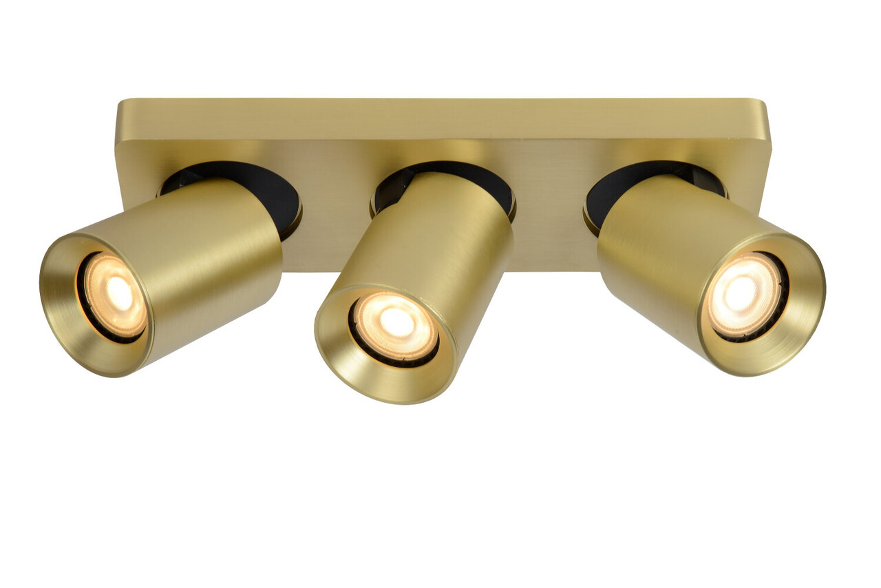 Lucide NIGEL - Plafondspot - LED Dim to warm - GU10 (MR16) - 3x5W 2200K/3000K - Mat Goud / Messing