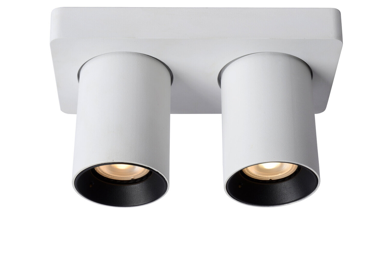 Lucide NIGEL - Plafondspot - LED Dim to warm - GU10 (MR16) - 2x5W 2200K/3000K - Wit