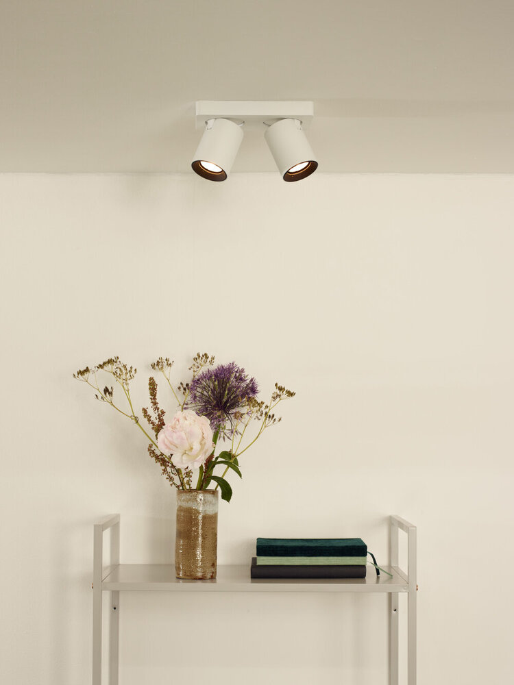 Lucide NIGEL - Plafondspot - LED Dim to warm - GU10 (MR16) - 2x5W 2200K/3000K - Wit