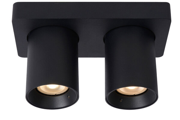 Lucide NIGEL - Plafondspot - LED Dim to warm - GU10 (MR16) - 2x5W 2200K/3000K - Zwart