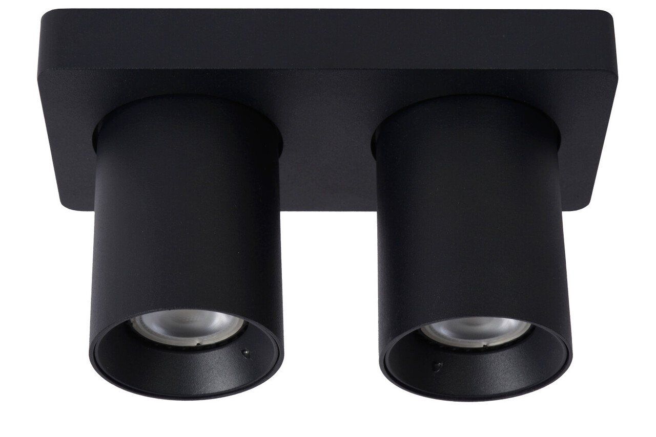 Lucide NIGEL - Plafondspot - LED Dim to warm - GU10 (MR16) - 2x5W 2200K/3000K - Zwart