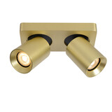Lucide NIGEL - Plafondspot - LED Dim to warm - GU10 (MR16) - 2x5W 2200K/3000K - Mat Goud / Messing
