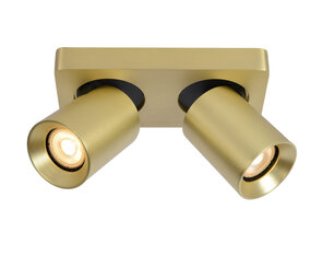Lucide NIGEL - Plafondspot - LED Dim to warm - GU10 (MR16) - 2x5W 2200K/3000K - Mat Goud / Messing Lucide NIGEL - Plafondspot - LED Dim to warm - GU10 (MR16) - 2x5W 2200K/3000K - Mat Goud / Messing