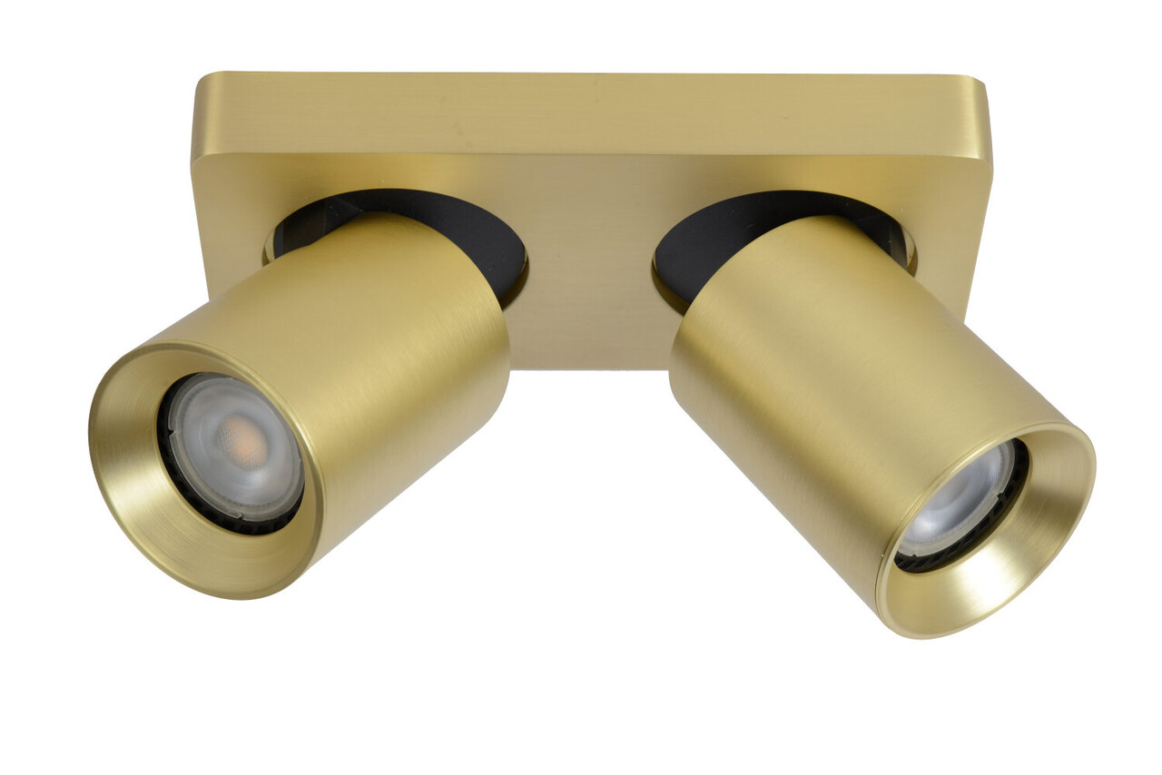 Lucide NIGEL - Plafondspot - LED Dim to warm - GU10 (MR16) - 2x5W 2200K/3000K - Mat Goud / Messing Lucide NIGEL - Plafondspot - LED Dim to warm - GU10 (MR16) - 2x5W 2200K/3000K - Mat Goud / Messing