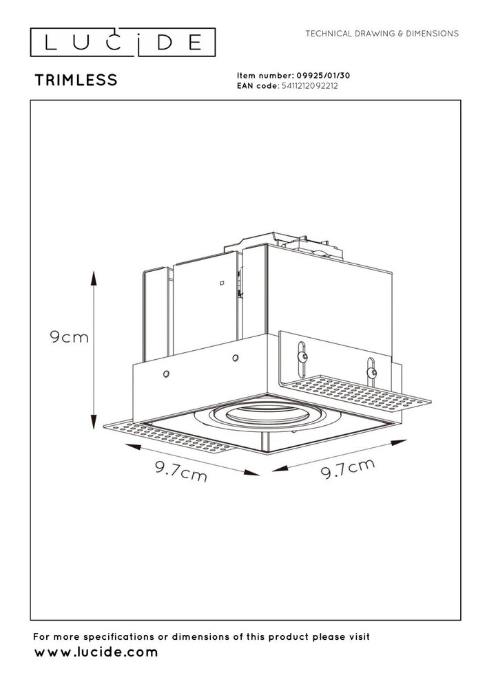 Lucide TRIMLESS - Inbouwspot - 1xGU10 (MR16) - Zwart Lucide TRIMLESS - Inbouwspot - 1xGU10 (MR16) - Zwart