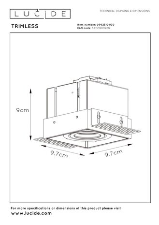 Lucide TRIMLESS - Inbouwspot - 1xGU10 (MR16) - Zwart Lucide TRIMLESS - Inbouwspot - 1xGU10 (MR16) - Zwart