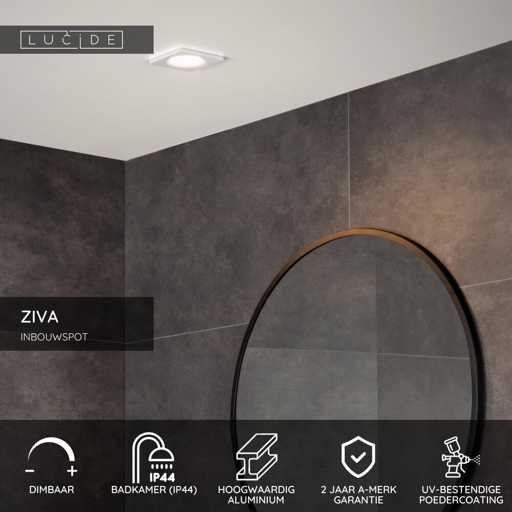 Lucide ZIVA - Inbouwspot Badkamer - 1xGU10 (MR16) - IP44 - Wit Lucide ZIVA - Inbouwspot Badkamer - 1xGU10 (MR16) - IP44 - Wit
