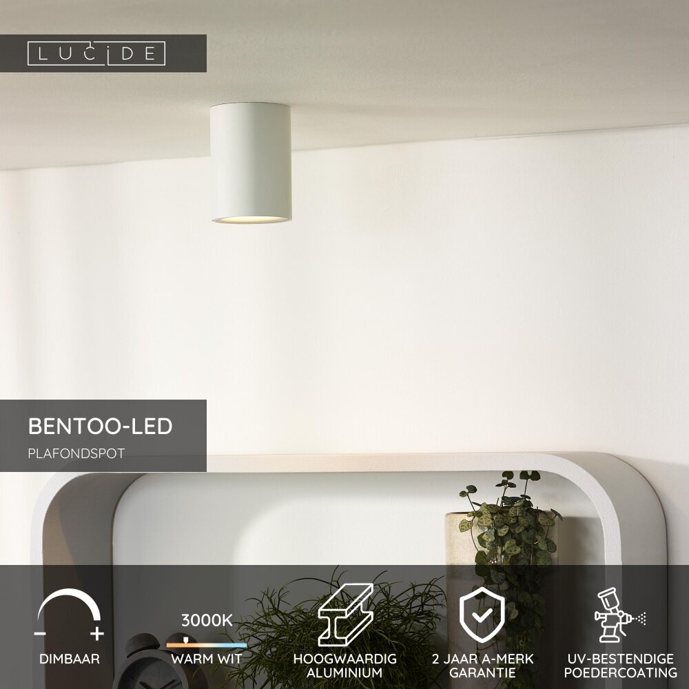 Lucide BENTOO-LED - Plafondspot - Ø 8 cm - LED Dimb. - GU10 (MR16) - 1x5W 3000K - Wit