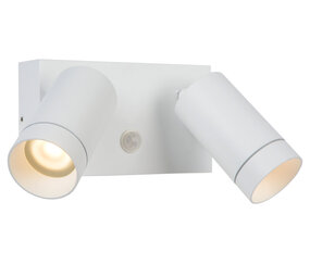 Lucide TAYLOR - Wandspot / Wandlamp Binnen/Buiten - 2xGU10 (MR16) - IP54 - Bewegingssensor - Wit Lucide TAYLOR - Wandspot / Wandlamp Binnen/Buiten - 2xGU10 (MR16) - IP54 - Bewegingssensor - Wit