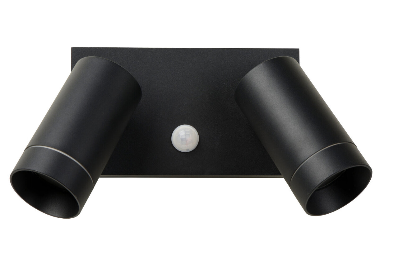 Lucide TAYLOR - Wandspot / Wandlamp Binnen/Buiten - 2xGU10 (MR16) - IP54 - Bewegingssensor - Zwart Lucide TAYLOR - Wandspot / Wandlamp Binnen/Buiten - 2xGU10 (MR16) - IP54 - Bewegingssensor - Zwart