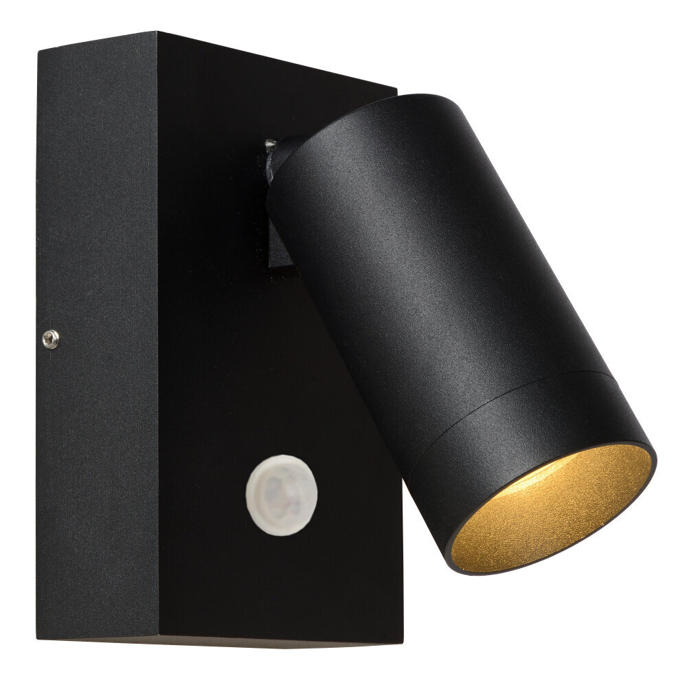 Lucide TAYLOR - Wandspot / Wandlamp Binnen/Buiten - 1xGU10 (MR16) - IP54 - Bewegingssensor - Zwart