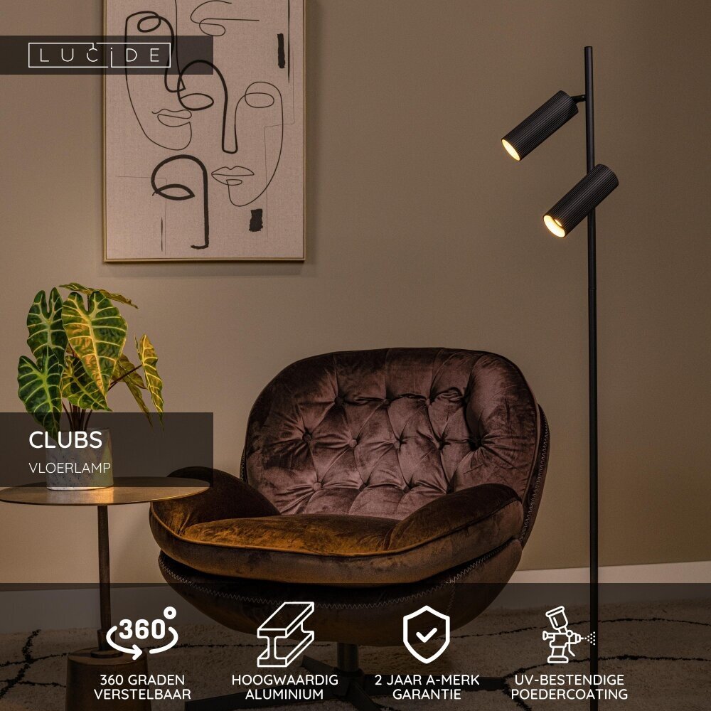Lucide CLUBS - Vloerlamp - 2xGU10 (MR16) - Zwart