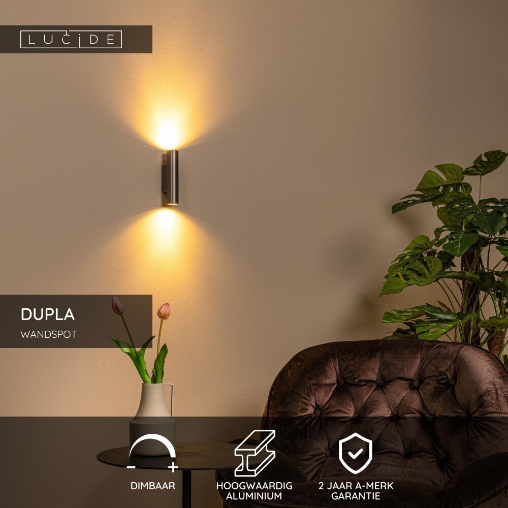 Lucide DUPLA - Wandspot / Wandlamp - 2xGU10 (MR11) - Grijs ijzer Lucide DUPLA - Wandspot / Wandlamp - 2xGU10 (MR11) - Grijs ijzer