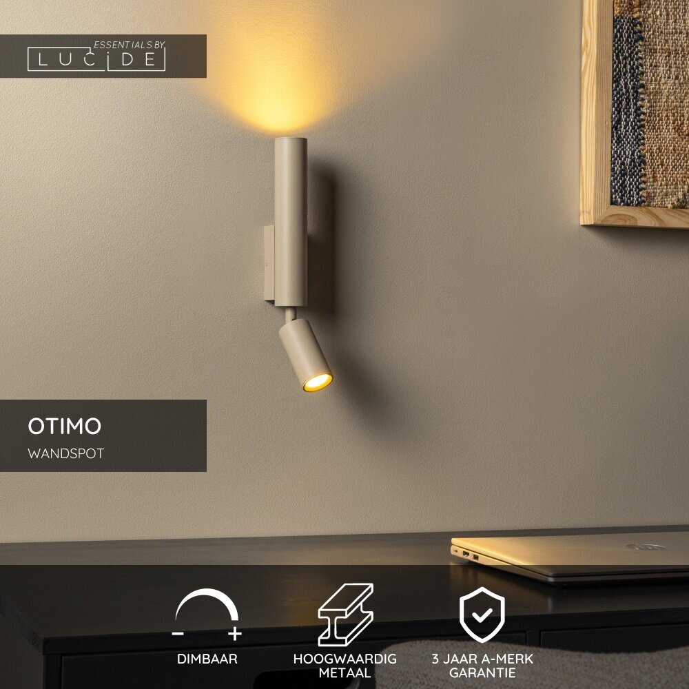 Lucide OTIMO - Wandspot / Wandlamp - 2xGU10 (MR16) - Taupe - Essential