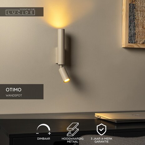 Lucide OTIMO - Wandspot / Wandlamp - 2xGU10 (MR16) - Taupe - Essential