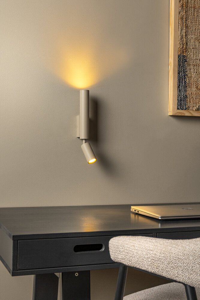 Lucide OTIMO - Wandspot / Wandlamp - 2xGU10 (MR16) - Taupe - Essential