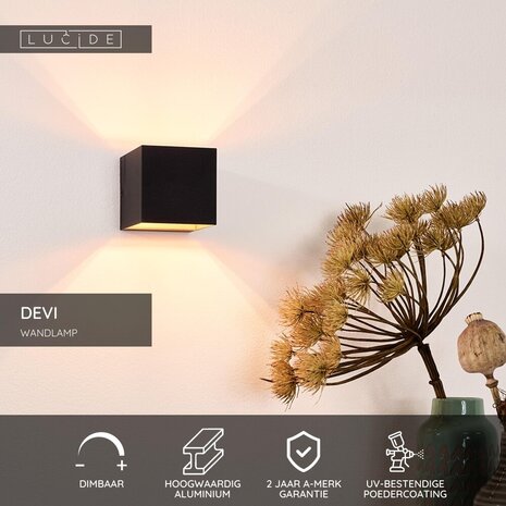 Lucide DEVI - Wandlamp - 1xG9 - Zwart Lucide DEVI - Wandlamp - 1xG9 - Zwart