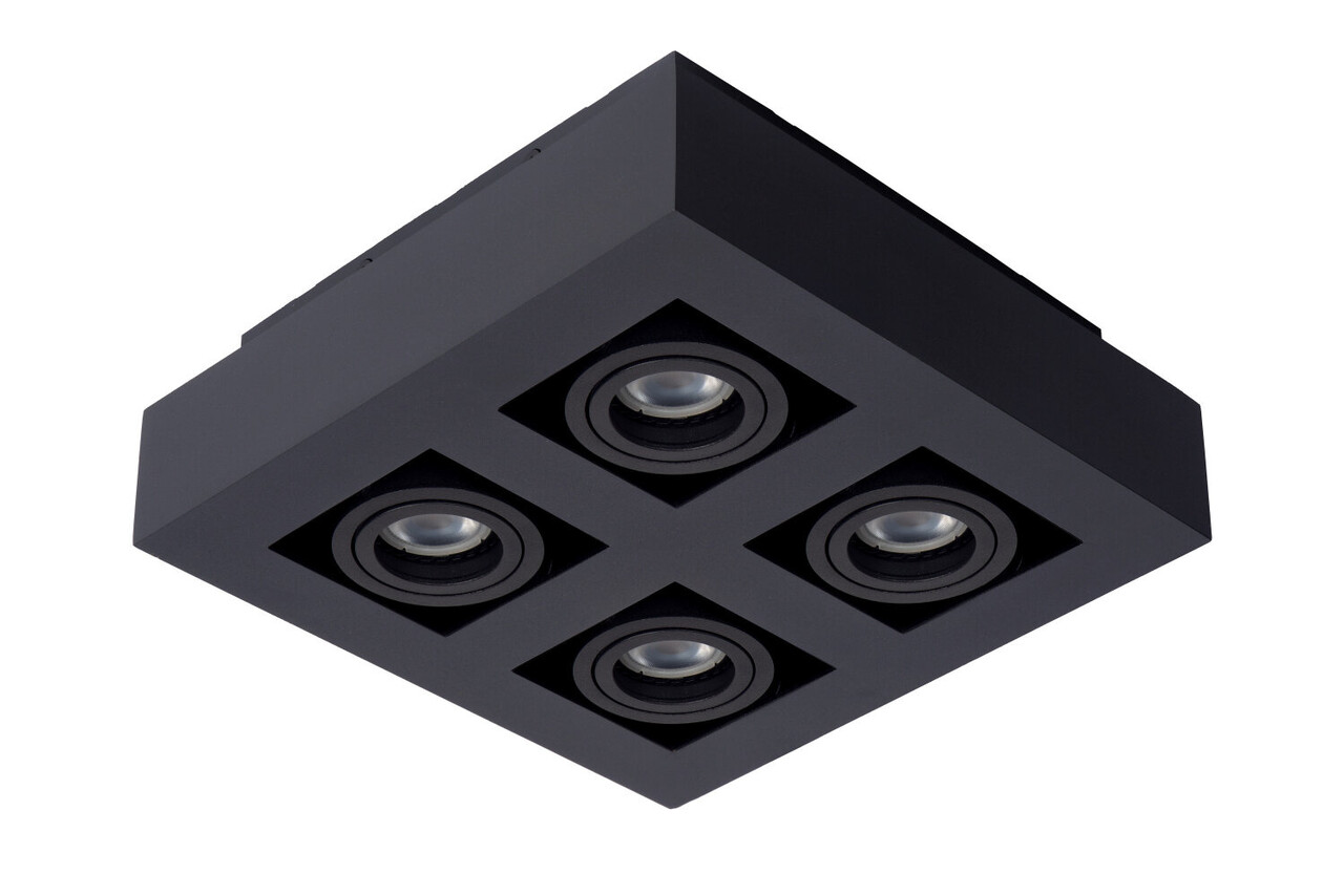 Lucide XIRAX - Plafondspot - LED Dim to warm - GU10 (MR16) - 4x5W 2200K/3000K - Zwart Lucide XIRAX - Plafondspot - LED Dim to warm - GU10 (MR16) - 4x5W 2200K/3000K - Zwart