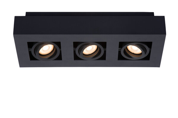 Lucide XIRAX - Plafondspot - LED Dim to warm - GU10 (MR16) - 3x5W 2200K/3000K - Zwart Lucide XIRAX - Plafondspot - LED Dim to warm - GU10 (MR16) - 3x5W 2200K/3000K - Zwart