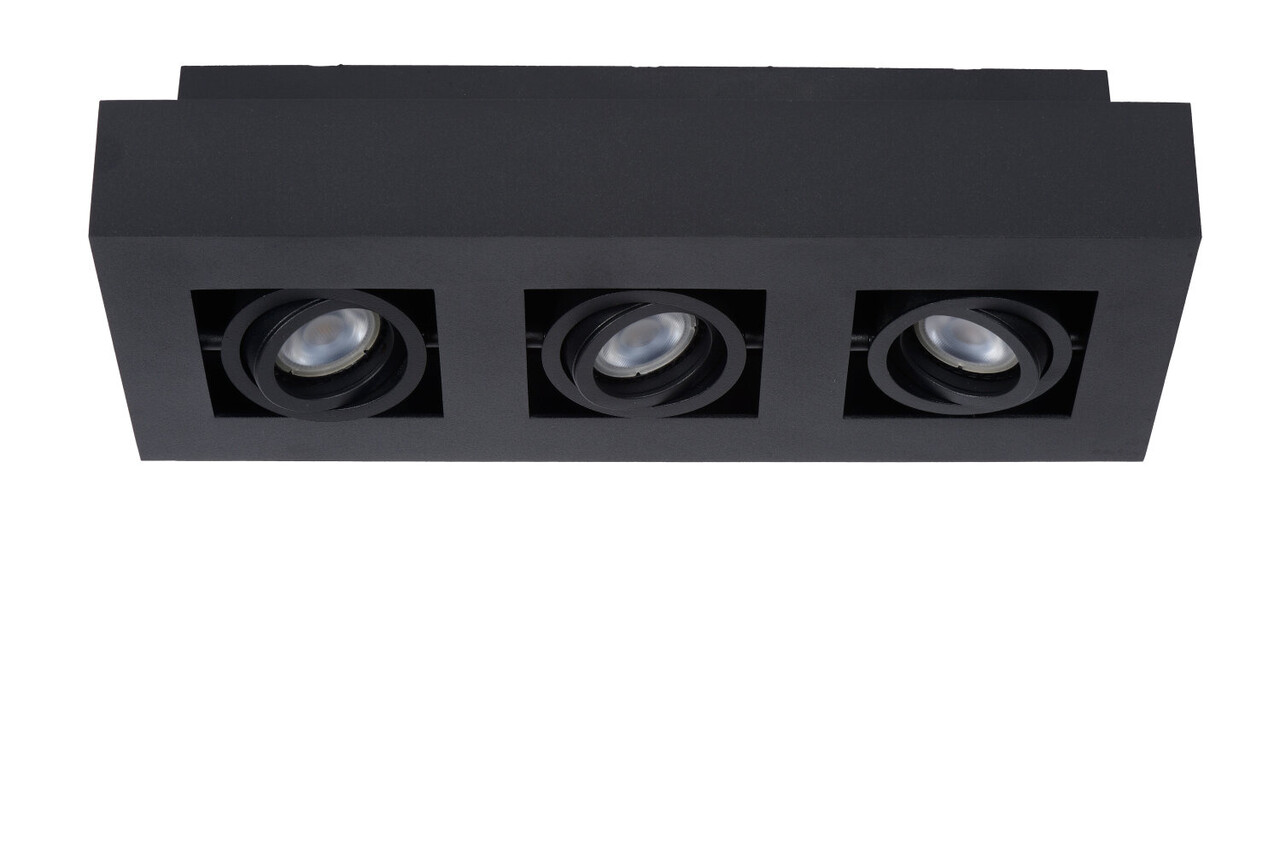 Lucide XIRAX - Plafondspot - LED Dim to warm - GU10 (MR16) - 3x5W 2200K/3000K - Zwart Lucide XIRAX - Plafondspot - LED Dim to warm - GU10 (MR16) - 3x5W 2200K/3000K - Zwart