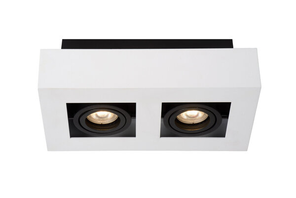 Lucide XIRAX - Plafondspot - LED Dim to warm - GU10 (MR16) - 2x5W 2200K/3000K - Wit Lucide XIRAX - Plafondspot - LED Dim to warm - GU10 (MR16) - 2x5W 2200K/3000K - Wit