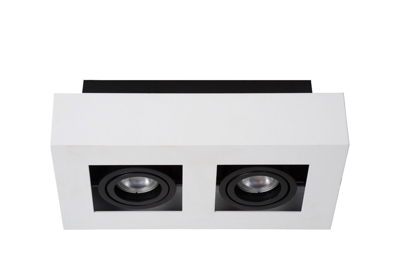 Lucide XIRAX - Plafondspot - LED Dim to warm - GU10 (MR16) - 2x5W 2200K/3000K - Wit Lucide XIRAX - Plafondspot - LED Dim to warm - GU10 (MR16) - 2x5W 2200K/3000K - Wit