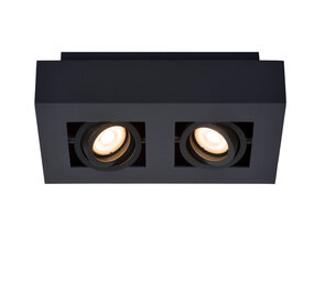 Lucide XIRAX - Plafondspot - LED Dim to warm - GU10 (MR16) - 2x5W 2200K/3000K - Zwart