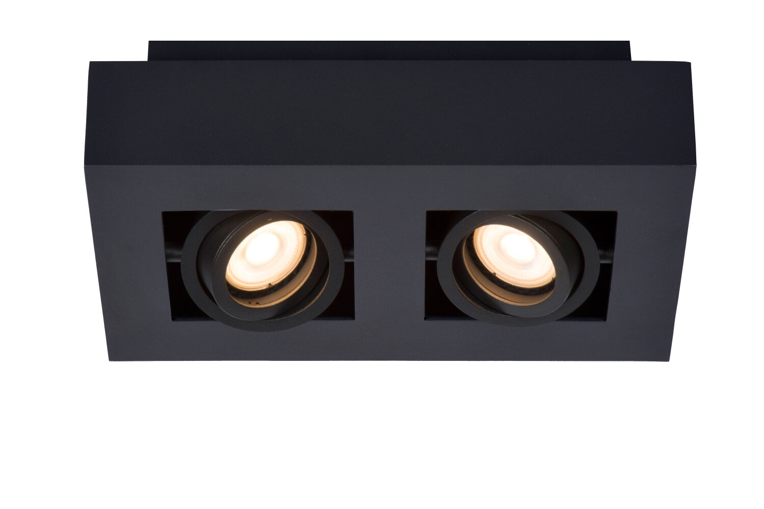 Lucide XIRAX - Plafondspot - LED Dim to warm - GU10 (MR16) - 2x5W 2200K/3000K - Zwart