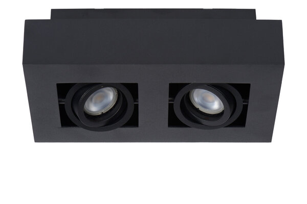 Lucide XIRAX - Plafondspot - LED Dim to warm - GU10 (MR16) - 2x5W 2200K/3000K - Zwart Lucide XIRAX - Plafondspot - LED Dim to warm - GU10 (MR16) - 2x5W 2200K/3000K - Zwart