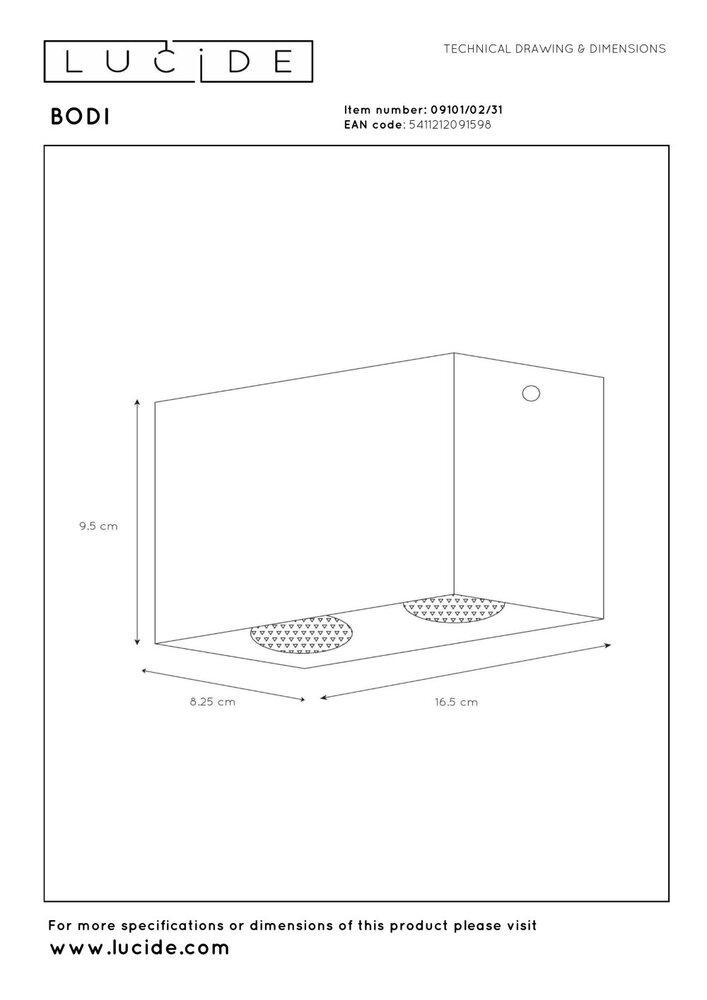 Lucide BODI - Plafondspot - 2xGU10 (MR16) - Wit