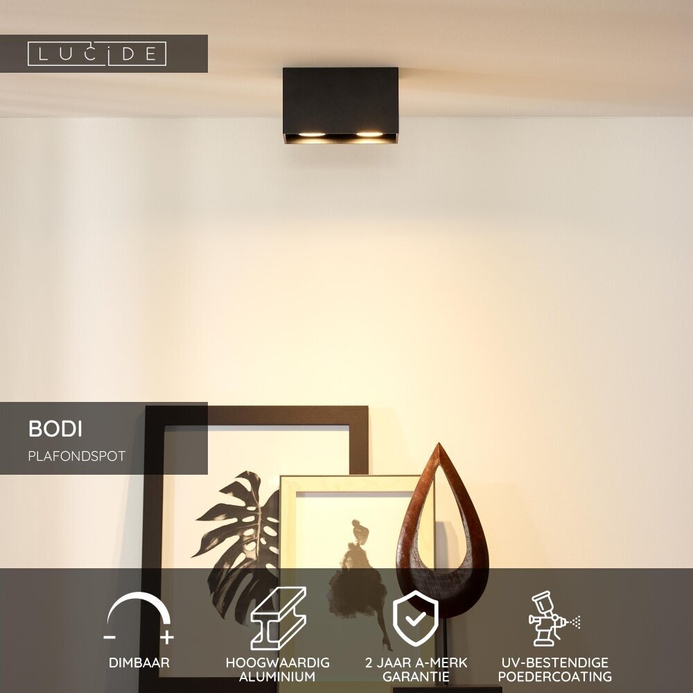 Lucide BODI - Plafondspot - 2xGU10 (MR16) - Zwart Lucide BODI - Plafondspot - 2xGU10 (MR16) - Zwart