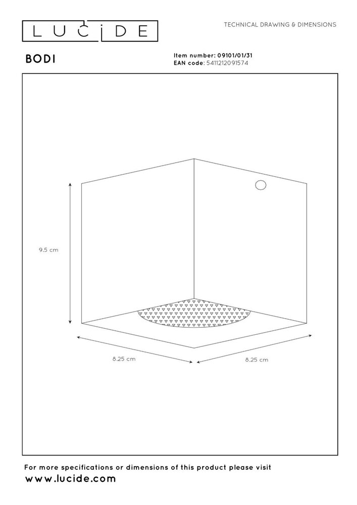 Lucide BODI - Plafondspot - 1xGU10 (MR16) - Wit