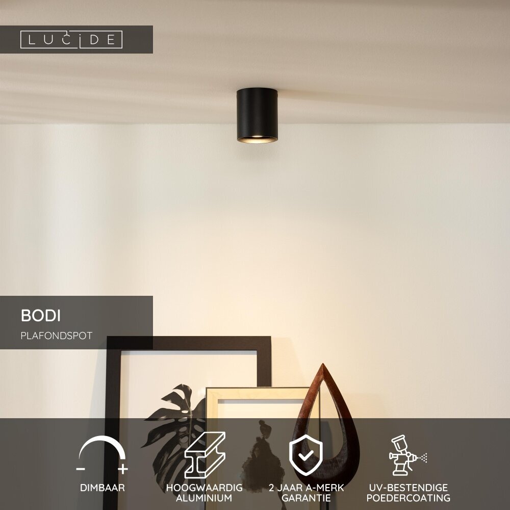 Lucide BODI - Plafondspot - Ø 8 cm - 1xGU10 (MR16) - Zwart