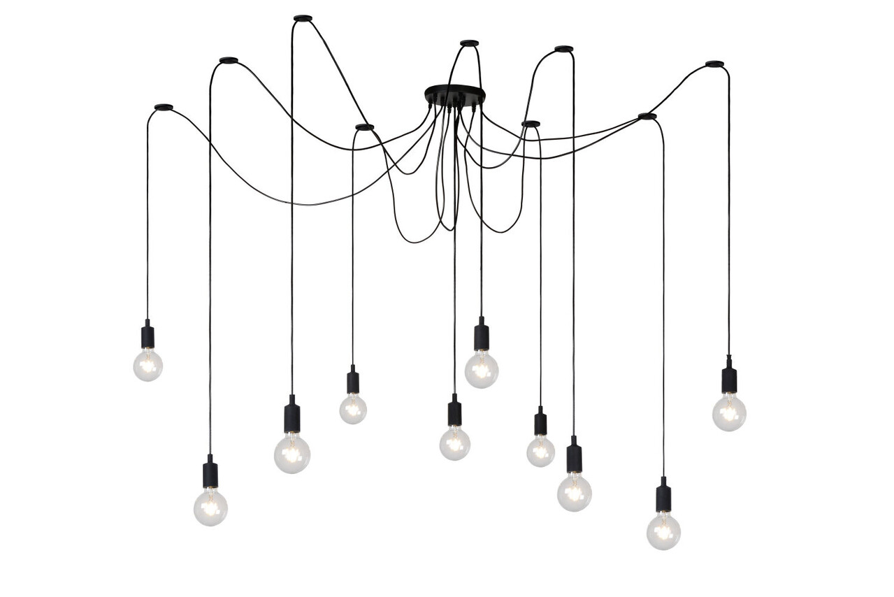 Lucide FIX - Hanglamp - 10xE27 - Geschikt voor vide en hoge plafonds - Zwart Lucide FIX - Hanglamp - 10xE27 - Geschikt voor vide en hoge plafonds - Zwart