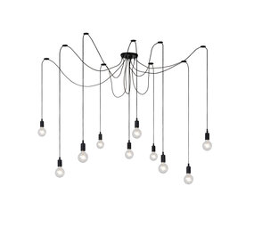 Lucide FIX - Hanglamp - 10xE27 - Geschikt voor vide en hoge plafonds - Zwart