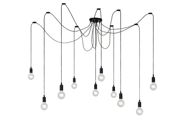 Lucide FIX - Hanglamp - 10xE27 - Geschikt voor vide en hoge plafonds - Zwart Lucide FIX - Hanglamp - 10xE27 - Geschikt voor vide en hoge plafonds - Zwart