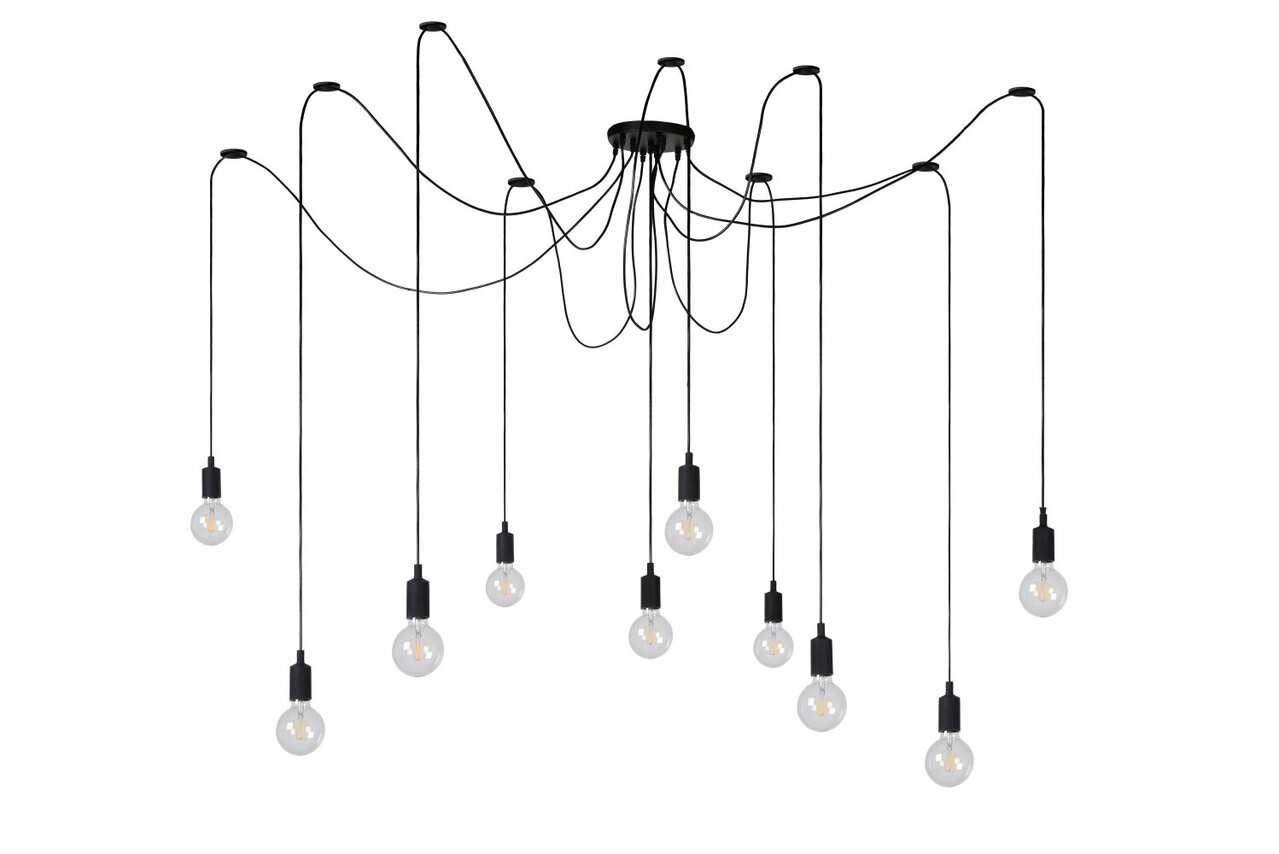 Lucide FIX - Hanglamp - 10xE27 - Geschikt voor vide en hoge plafonds - Zwart Lucide FIX - Hanglamp - 10xE27 - Geschikt voor vide en hoge plafonds - Zwart