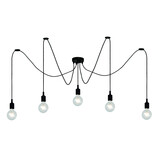 Lucide FIX - Hanglamp - 5xE27 - Geschikt voor vide en hoge plafonds - Zwart
