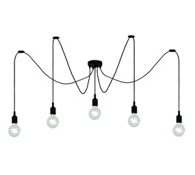 Lucide FIX - Hanglamp - 5xE27 - Geschikt voor vide en hoge plafonds - Zwart