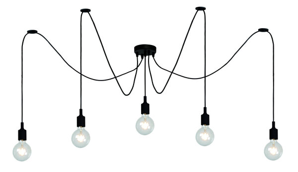 Lucide FIX - Hanglamp - 5xE27 - Geschikt voor vide en hoge plafonds - Zwart Lucide FIX - Hanglamp - 5xE27 - Geschikt voor vide en hoge plafonds - Zwart