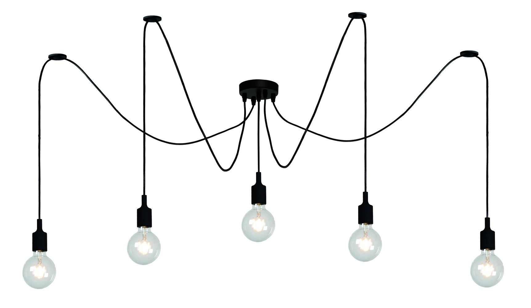 Lucide FIX - Hanglamp - 5xE27 - Geschikt voor vide en hoge plafonds - Zwart