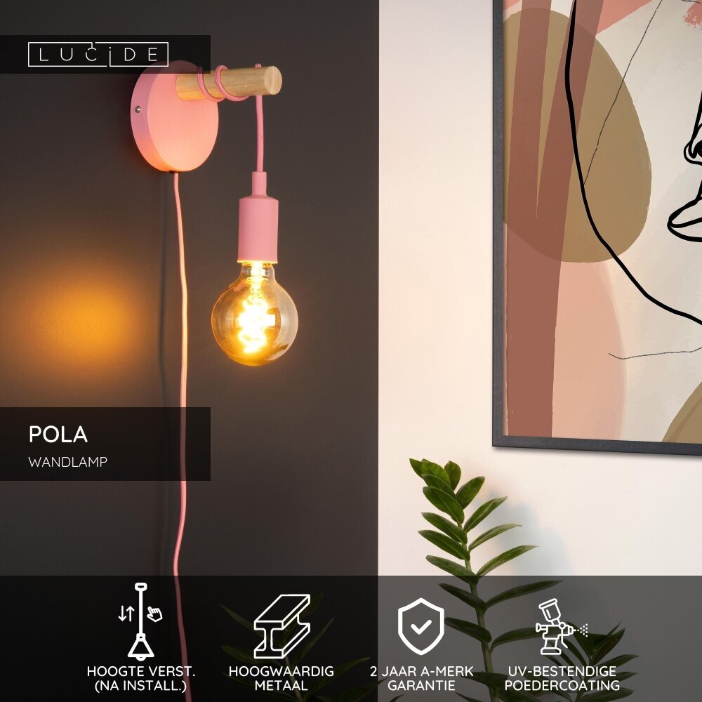 Lucide POLA - Wandlamp Kinderkamer - Ø 12 cm - 1xE27 - Roze Lucide POLA - Wandlamp Kinderkamer - Ø 12 cm - 1xE27 - Roze