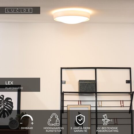 Lucide LEX - Plafonnière - Ø 33 cm - 2xE27 - Wit Lucide LEX - Plafonnière - Ø 33 cm - 2xE27 - Wit